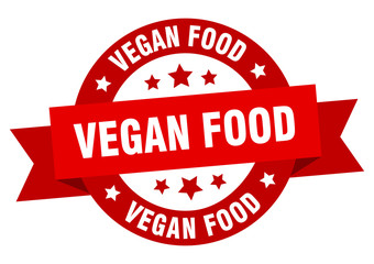 vegan food ribbon. vegan food round red sign. vegan food