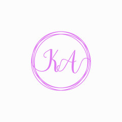 KA Initial Handwriting logo template, Creative fashion logo design, couple concept -vector
