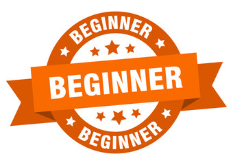 beginner ribbon. beginner round orange sign. beginner