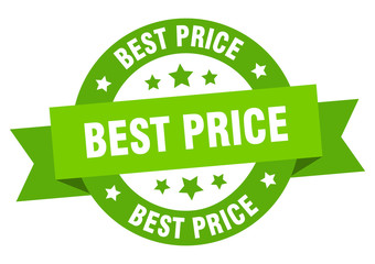 best price ribbon. best price round green sign. best price