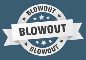 blowout ribbon. blowout round white sign. blowout