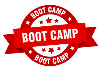 boot camp ribbon. boot camp round red sign. boot camp