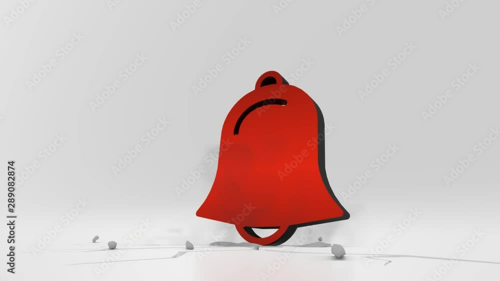 Poster 3d rendering heavy impact red symbol of bell alarm in empty grey space 4k animation