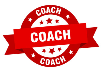 coach ribbon. coach round red sign. coach
