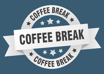coffee break ribbon. coffee break round white sign. coffee break