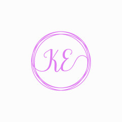 KE Initial Handwriting logo template, Creative fashion logo design, couple concept -vector