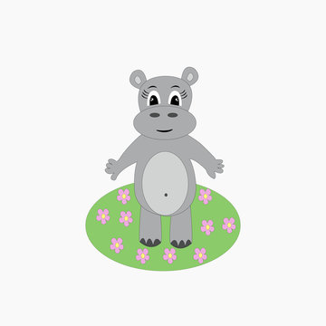 Cartoon hippo. Vector illustration for children.