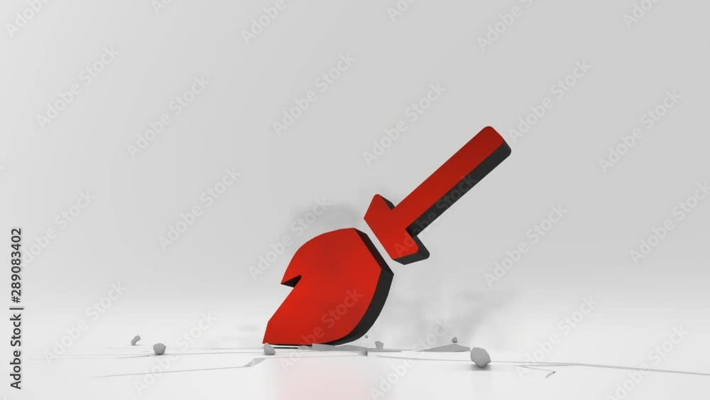 Poster 3d rendering heavy impact red symbol of broom in empty grey space 4k animation