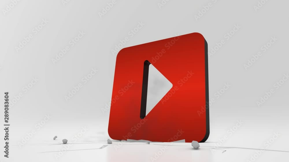 Poster 3d rendering heavy impact red symbol of caret square right in empty grey space 4k animation