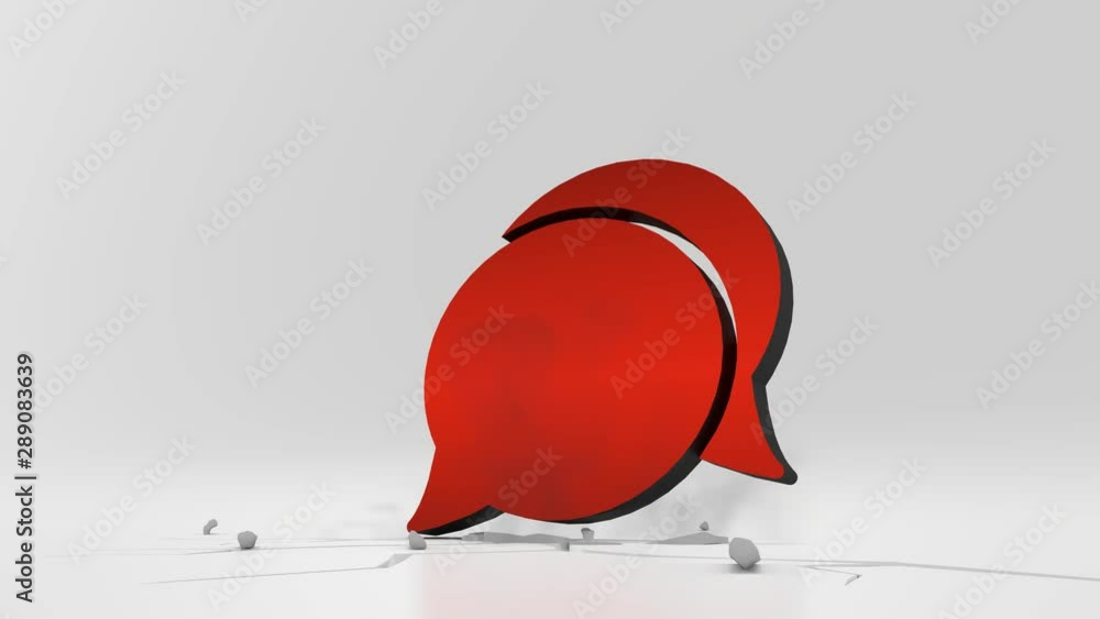 Poster 3d rendering heavy impact red symbol of communication chat 14 in empty grey space 4k animation