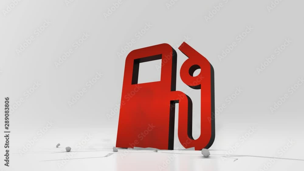 Poster 3d rendering heavy impact red symbol of gas pump station in empty grey space 4k animation