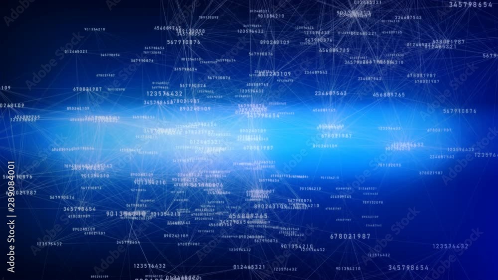 Poster plexus connection animation with some digital datas which changing theit values.