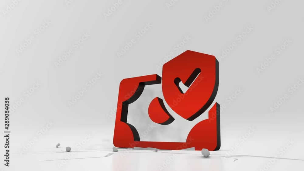Poster 3d rendering heavy impact red symbol of banknote with shield and check sign in empty grey space 4k a
