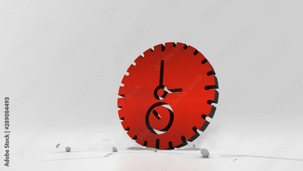 Poster 3d rendering heavy impact red symbol of stopwatch in empty grey space 4k animation