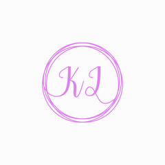 KI Initial Handwriting logo template, Creative fashion logo design, couple concept -vector