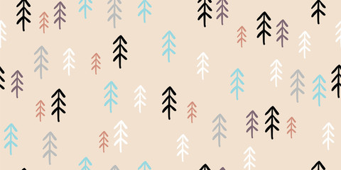 Childish seamless pattern, black and white pines