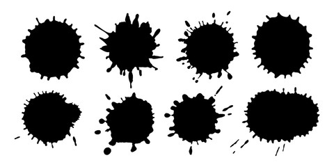 Vector set of hand-drawn paint splatters isolated on white background.