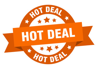 hot deal ribbon. hot deal round orange sign. hot deal