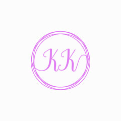 KK Initial Handwriting logo template, Creative fashion logo design, couple concept -vector