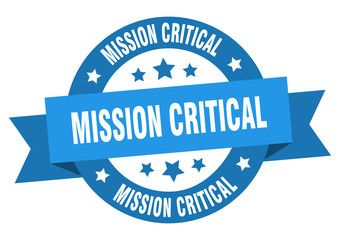 mission critical ribbon. mission critical round blue sign. mission critical - obrazy, fototapety, plakaty