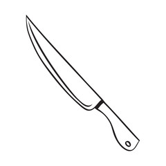 Black and white vector illustration of knife