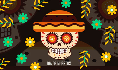 Scary halloween skull banner 