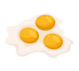 Fried eggs isolated on white background. Fried eggs flat icon. Fried eggs closeup.