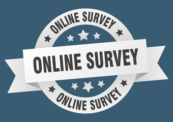 online survey ribbon. online survey round white sign. online survey