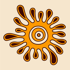 Color spot. Splash silhouette. Ink blot. Stylized sun. Ethnic symbol.