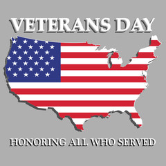 Veterans Day lettering with USA flag illustration vector illustration