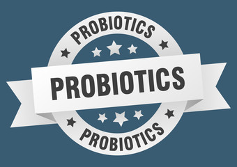 probiotics ribbon. probiotics round white sign. probiotics