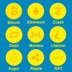 Set of cryptocurrency money icon vector illustration