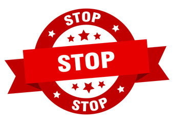 stop ribbon. stop round red sign. stop