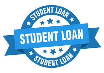 student loan ribbon. student loan round blue sign. student loan
