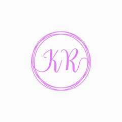 KR Initial Handwriting logo template, Creative fashion logo design, couple concept -vector