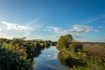 The Grand Union Canal in Northamptonshire and Buckighamshire border on a summer's day 