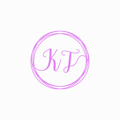 KT Initial Handwriting logo template, Creative fashion logo design, couple concept -vector