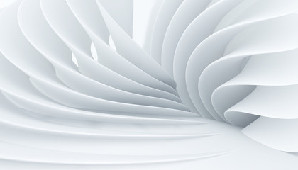 Abstract white interior with fantastic levels. Suitable for use as a Wallpaper in a modern interior. 3D rendering.