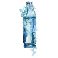 Fresh and cold soft drinks. Watercolor background illustration set. Isolated drink illustration element.