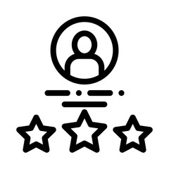 Human Silhouette Avatar And Stars Job Vector Icon Icon Thin Line. Job Hunting Business People And Recruitment Candidate, Team Work And Partnership Linear Pictogram. Monochrome Contour Illustration