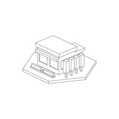 Isometric Store Simple Building Isolated 