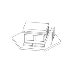 Isometric Store Simple Building Isolated 