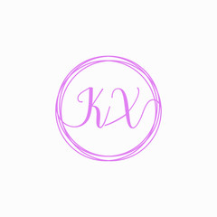 KX Initial Handwriting logo template, Creative fashion logo design, couple concept -vector