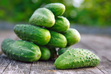 cucumbers on the wooden table