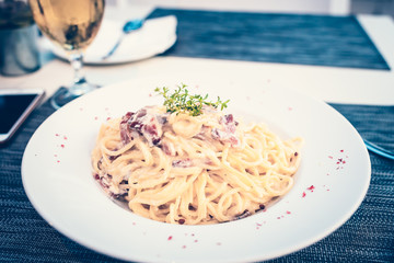Spagetti carbonara, delicious italian food
