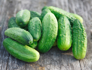 cucumbers on the wooden table