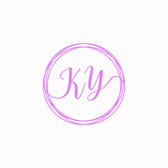 KY Initial Handwriting logo template, Creative fashion logo design, couple concept -vector