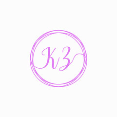 KZ Initial Handwriting logo template, Creative fashion logo design, couple concept -vector