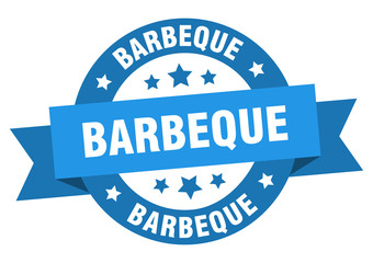 barbeque ribbon. barbeque round blue sign. barbeque