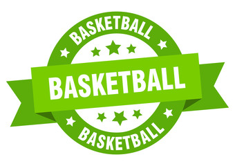 basketball ribbon. basketball round green sign. basketball